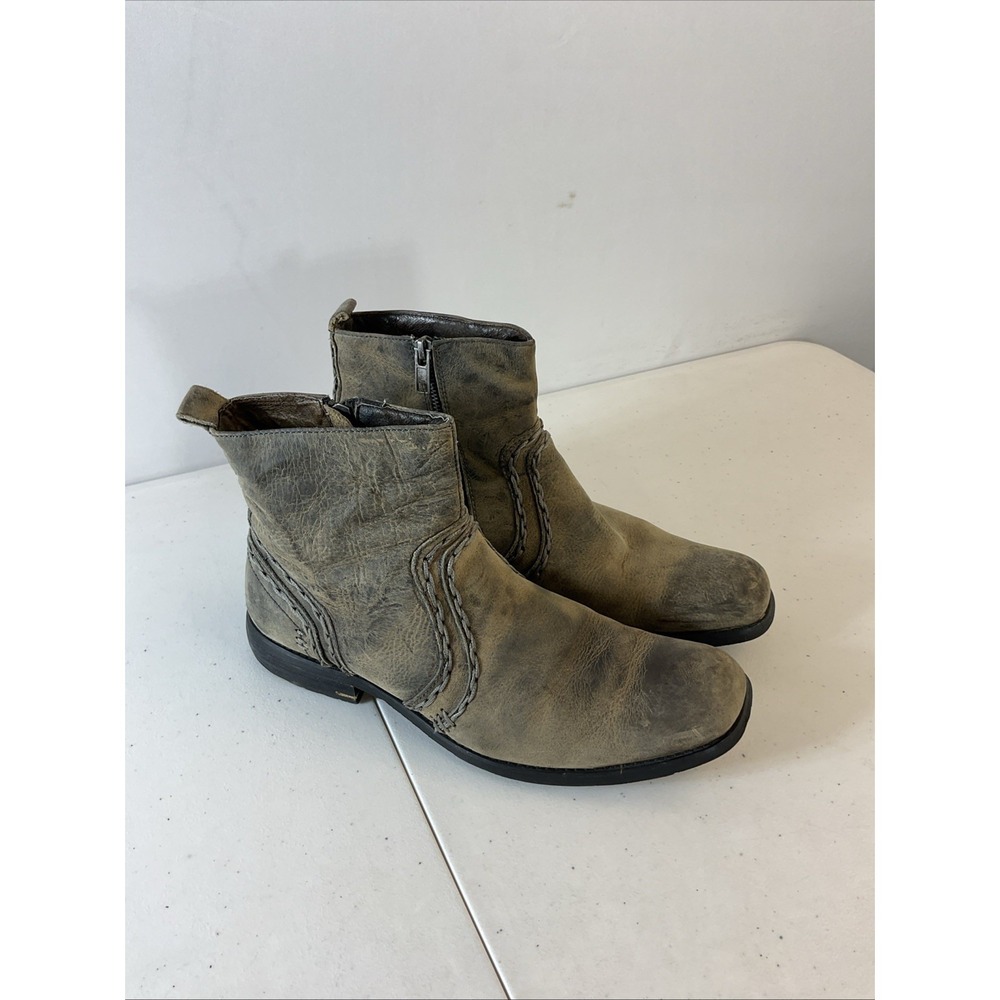 Bed Stu Men's 9 Revolution Boots‎ Brown Distressed Leather Zip Up Biker Western